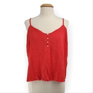 Old Navy Lightweight Cropped Camisole Sleeveless Button Detail Rayon Coral XL
